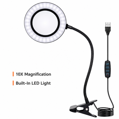 10X LED Clip-On Magnifying Glass