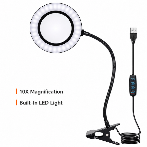 10X LED Clip-On Magnifying Glass